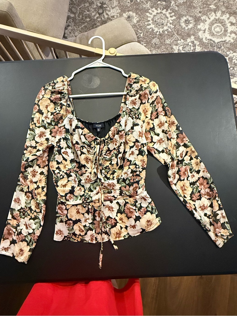 Eclair Floral Tie-Front Peplum Blouse - Buckle